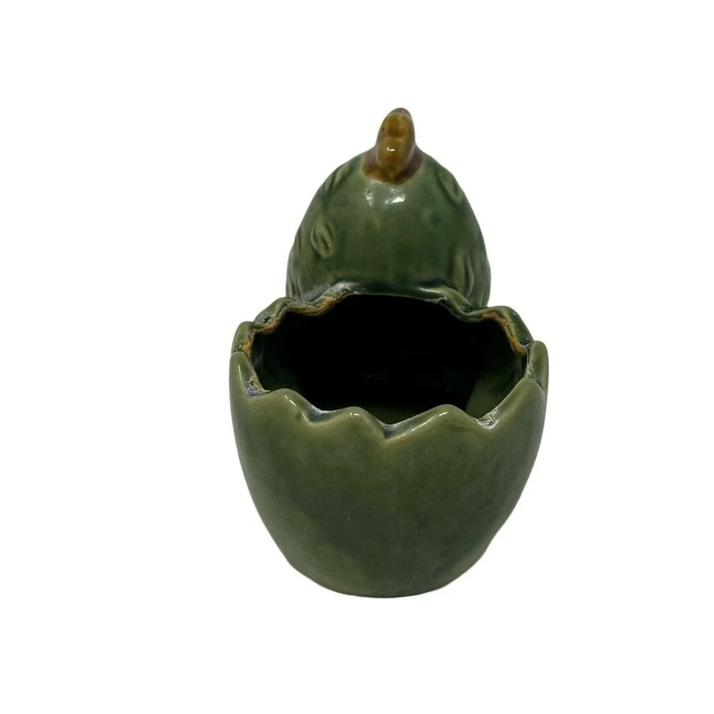 Vintage‎ Green Glazed Ceramic Pottery Duck Planter Retro